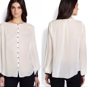 Elizabeth and James silk blouse with leather cuffs
